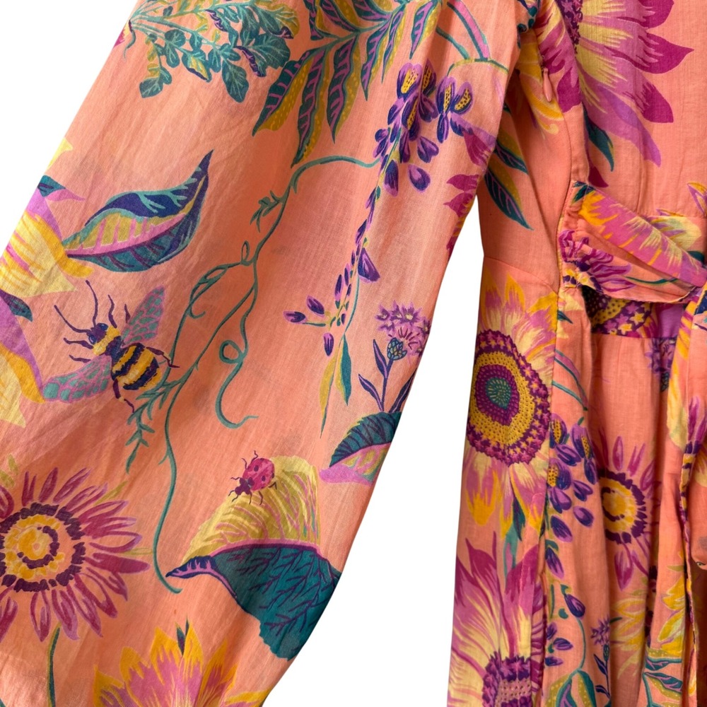 Anthropologie Banjanan Sunflower Fall Cotton Long Sleeve‎ Dress (Size M, EUC) - Picture 6 of 9